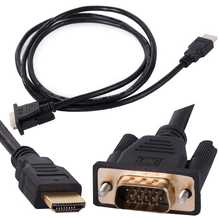 Kaabli vga - hdmi 1.3m kuldne täis hd ühendused d-sub kaabel