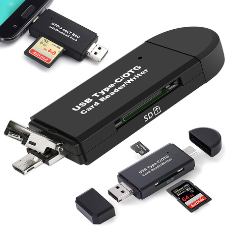 Sd kaardilugeja microsd tf usb usb-c micro usb 3w1