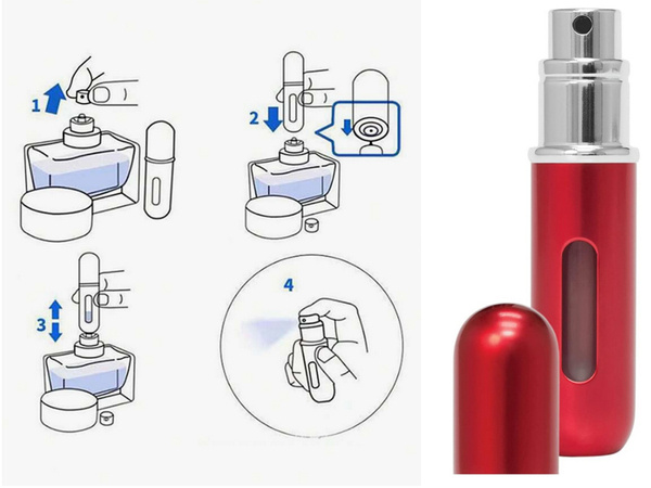 Reisipihusti koos parfüümi pihusti flakooniga 5ml parfüümidosaatoriga