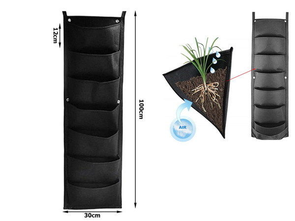 Vertikaalne taimekott rippuv vildist 7 taskut taimede kaunistamiseks
