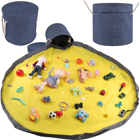 Bac à jouets blocs avec tapis sac organisateur bac à jouets avec couvercle poignées