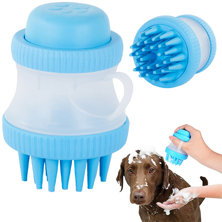 Brosse en silicone pour chien et chat avec distributeur de savon liquide