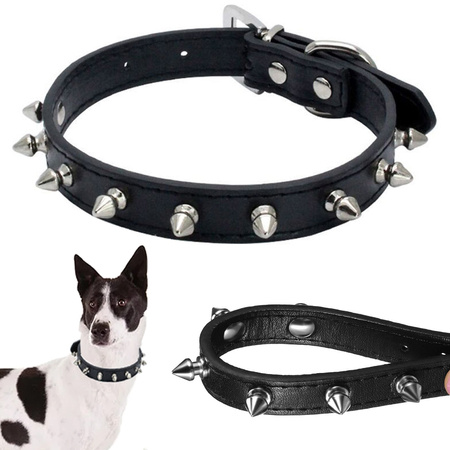 Collier chien clouté cuir eco réglable m