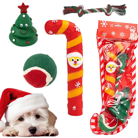 Ensemble de jouets pour chien 4 pcs mélange de jouets à mâcher cadeau de noël