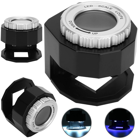 Loupe de bijoutier microscope 30x 3 led uv cartouche