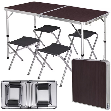 Table de tourisme table de camping pliante grande 4 chaises valise