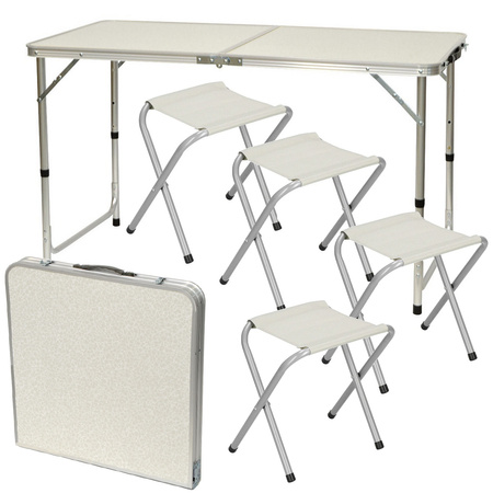 Table de tourisme table de camping pliante grande 4 chaises valise