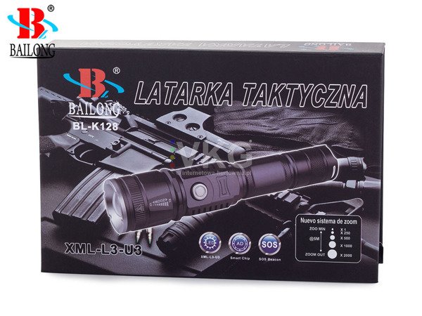 BAILONG LATARKA WOJSKOWA ZOOM LED CREE XM-L3-U3 K128