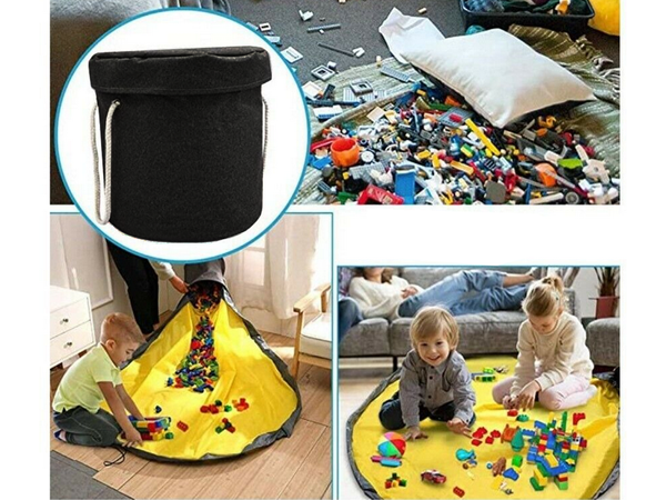 Bac à jouets blocs avec tapis sac organisateur bac à jouets avec couvercle poignées