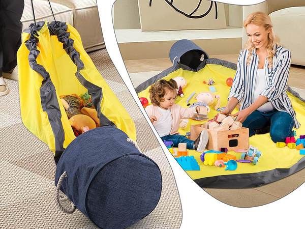 Bac à jouets blocs avec tapis sac organisateur bac à jouets avec couvercle poignées