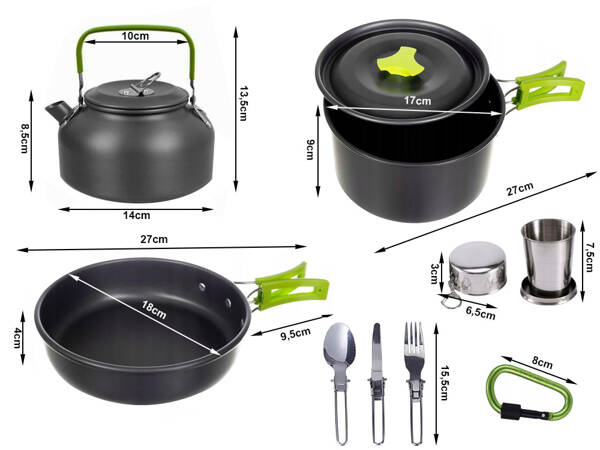 Batterie de cuisine de camping kemping kettle frying pan 18in1