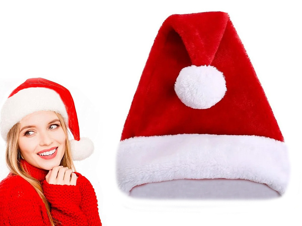 Bonnet de santa avec pompon fluffy red