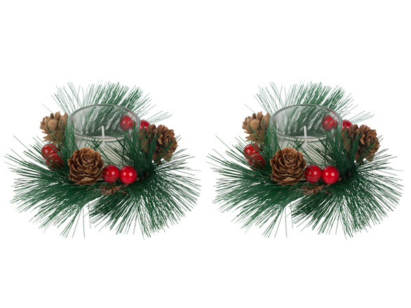 Bougies décoratives en verre bougies couronne de noël 2 pcs