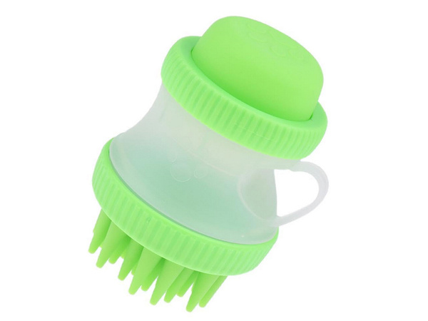 Brosse en silicone pour chien et chat avec distributeur de savon liquide