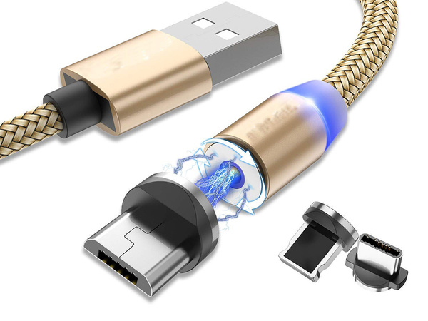 Cable de charge magnetique 3w1 micro typ-c usb lightning 1m