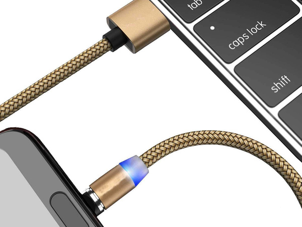 Cable de charge magnetique 3w1 micro typ-c usb lightning 1m