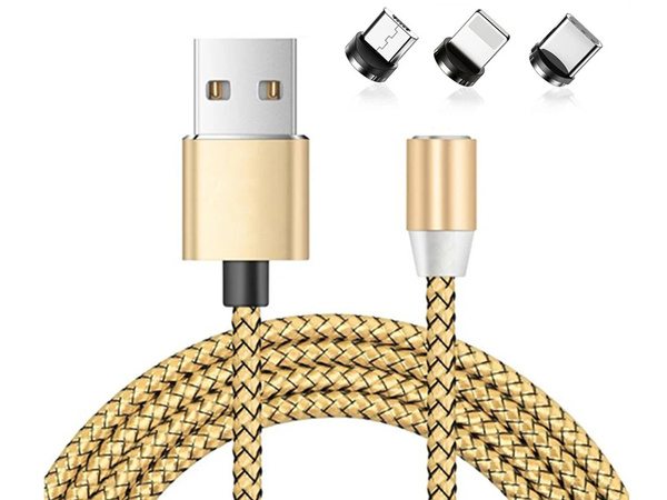 Cable de charge magnetique 3w1 micro typ-c usb lightning 1m