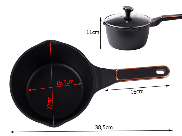 Casserole poêle avec couvercle 2.89l induction