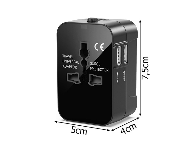 Connecteur adaptateur socket uk usa eu aus universal 2x usb worldwide