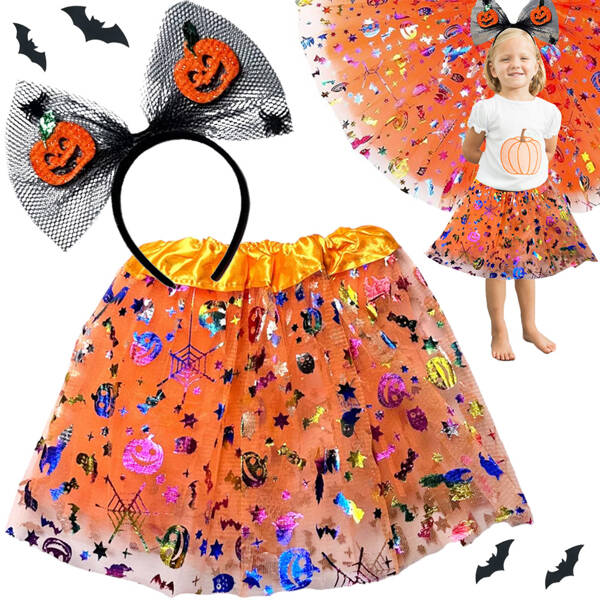 Costume d'halloween tutu jupe citrouille bandeau noeud lumineux