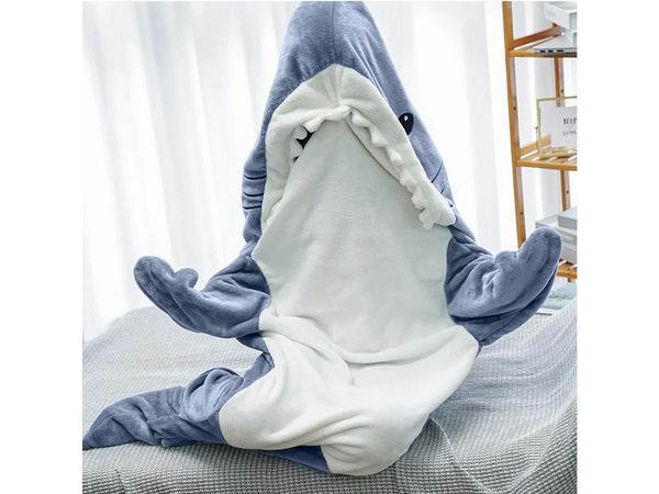 Couverture de requin pyjama vêtements de nuit costume chaud hiver capuche épais xl