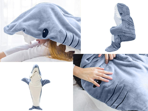 Couverture de requin pyjama vêtements de nuit costume chaud hiver capuche épais xl