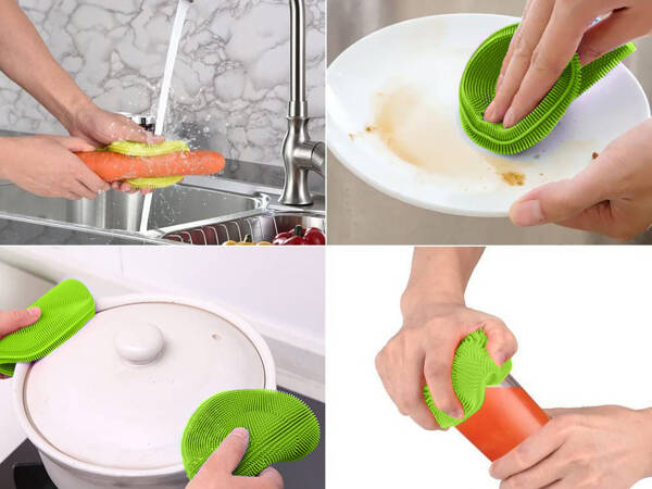 Éponge laveuse en silicone brosse à récurer brosse à récurer végétale