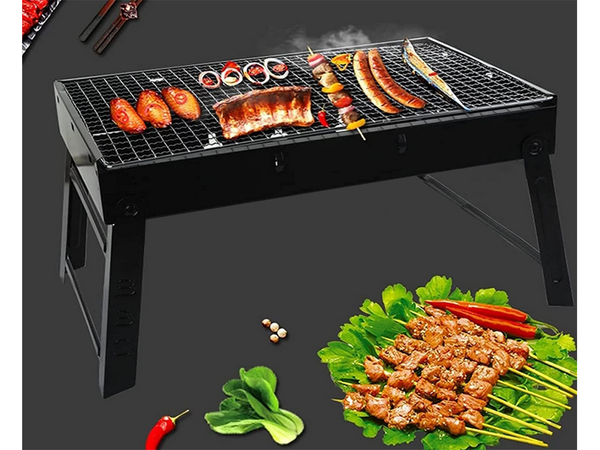 Gril de voyage mallette pliante portable charbon de bois camping bbq