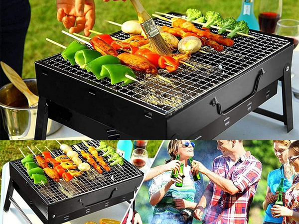 Gril de voyage mallette pliante portable charbon de bois camping bbq