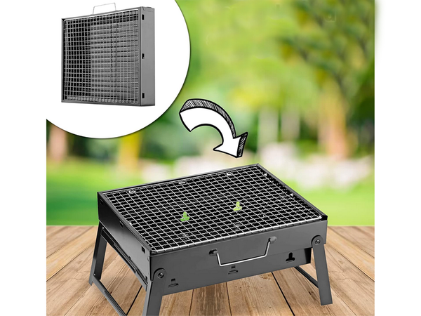 Gril de voyage mallette pliante portable charbon de bois camping bbq