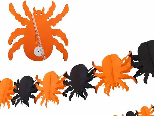 Guirlande décorative halloween citrouille/araignée papier long 3 mètres