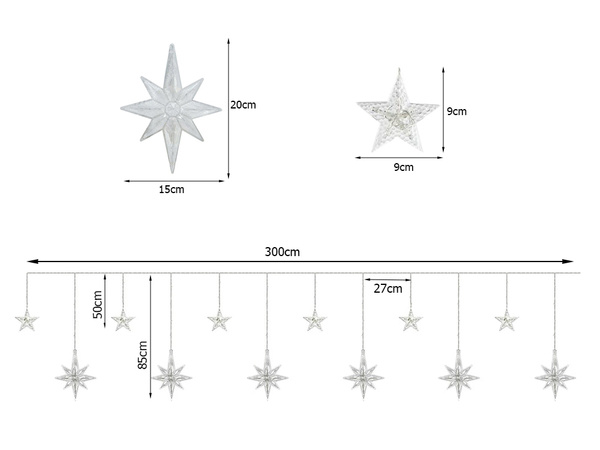 Guirlande lumineuse étoiles rideau 138 led