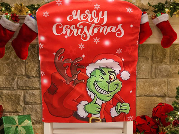 Housse de chaise festive décorative universelle grinch pour dossier