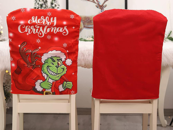 Housse de chaise festive décorative universelle grinch pour dossier