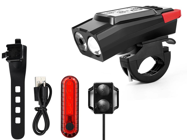 Lampe avant arrière led vélo compteur sans fil klaxon 3in1