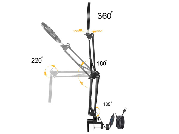 Lampe loupe dermatologique cosmétique à led verre