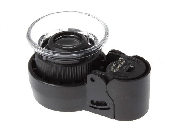 Loupe de bijoutier 2 led uv 45x verre