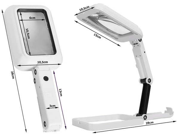 Loupe de bureau pour bijoutier grande 3x 18 led pliable