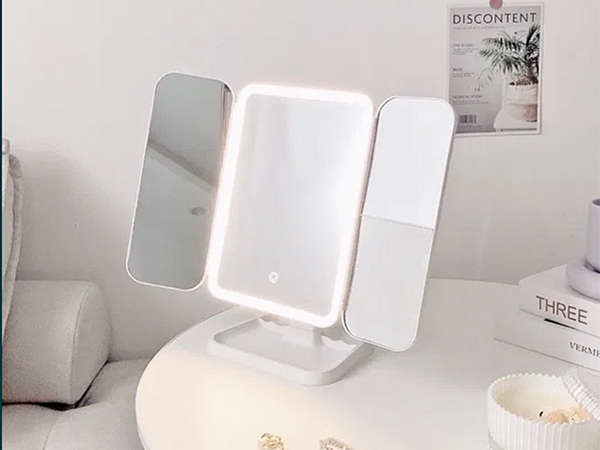 Miroir de maquillage miroir grossissant lumineux pliable à led