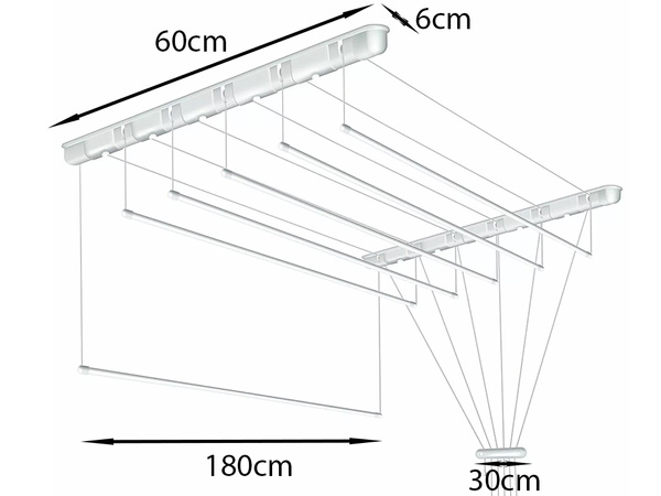 Plafond séchoir à linge 5 tiges 180 cm salle de bain balcon