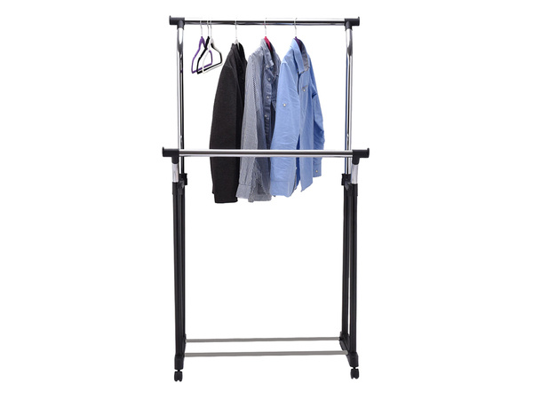 Porte-vêtements sur roulettes double grand pour chambre à coucher couloir