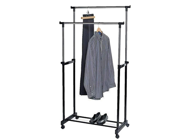 Porte-vêtements sur roulettes double grand pour chambre à coucher couloir