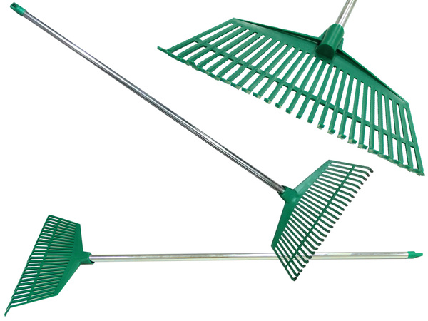 Râteau de jardin pour feuilles de gazon tige aluminium plastique légère 40cm