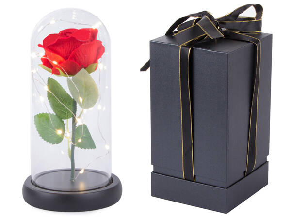 Rose éternelle en verre cadeau boîte lumineuse led