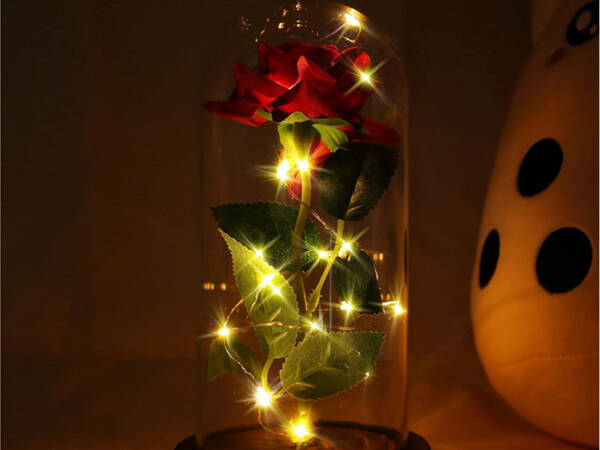 Rose éternelle en verre cadeau boîte lumineuse led