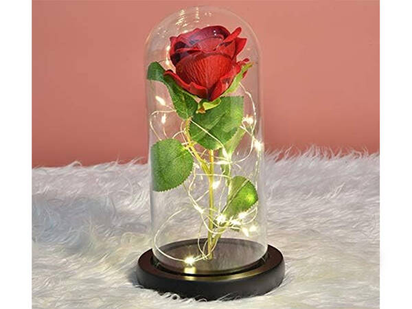 Rose éternelle en verre cadeau boîte lumineuse led