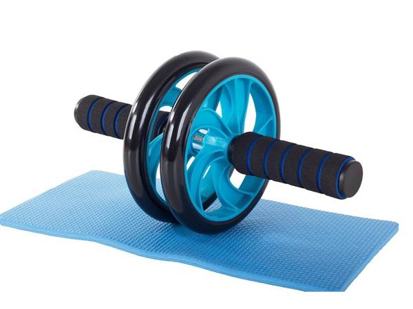 Rouleau d'exercice double roue roue + tapis