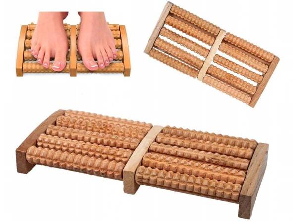 Rouleau massant traditionnel en bois pour les pieds 2x5