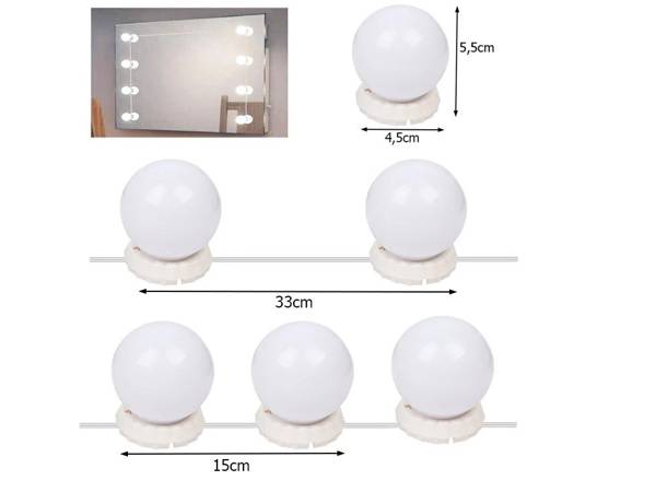 Set de 10 miroirs de coiffeuse à led pour le maquillage