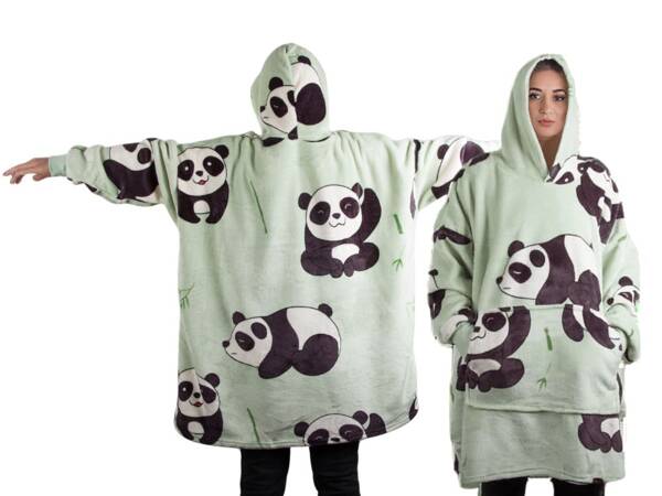 Sweat-shirt panda chaud couverture oversize xxl 2in1 fourrure épaisse douce avec capuche